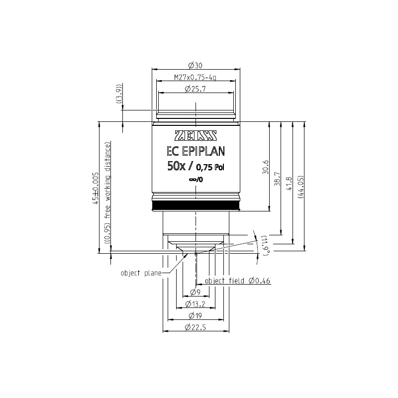 ZEISS Objetivo EC Epiplan 50x/0,75 polo wd=1,0mm