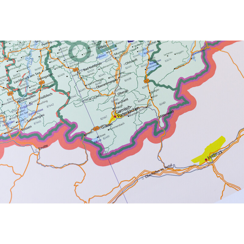 GeoMetro Mapa regional Bayern Postleitzahlen PLZ (100 x 140 cm)