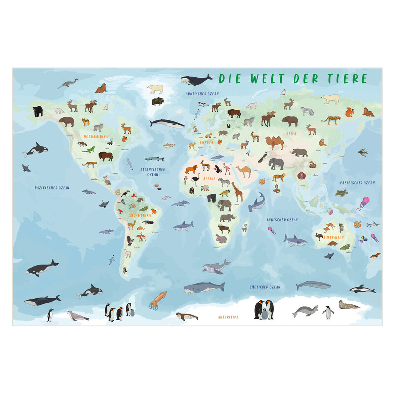 GeoMetro Mapas infantiles Die Welt der Tiere (84 x 60 cm)