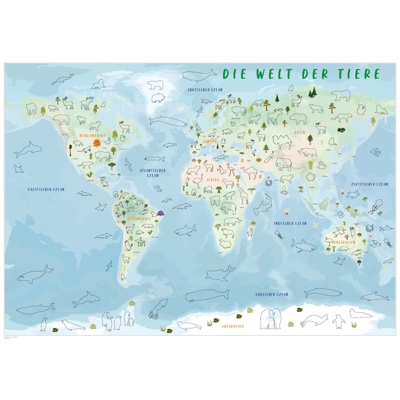 GeoMetro Mapas infantiles El mundo de los animales (84 x 60 cm)