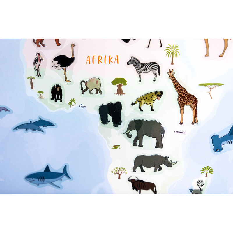 GeoMetro Mapas infantiles El mundo de los animales (84 x 60 cm)