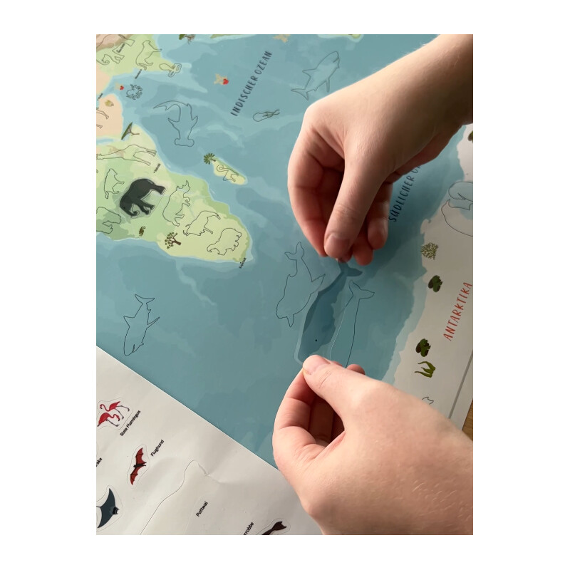 GeoMetro Mapas infantiles El mundo de los animales (84 x 60 cm)