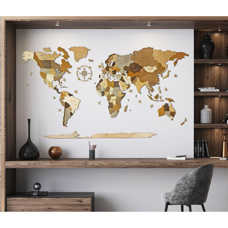 Abraham Wood Decor Mapamundi Puzzle de madera (200 x 110 cm)