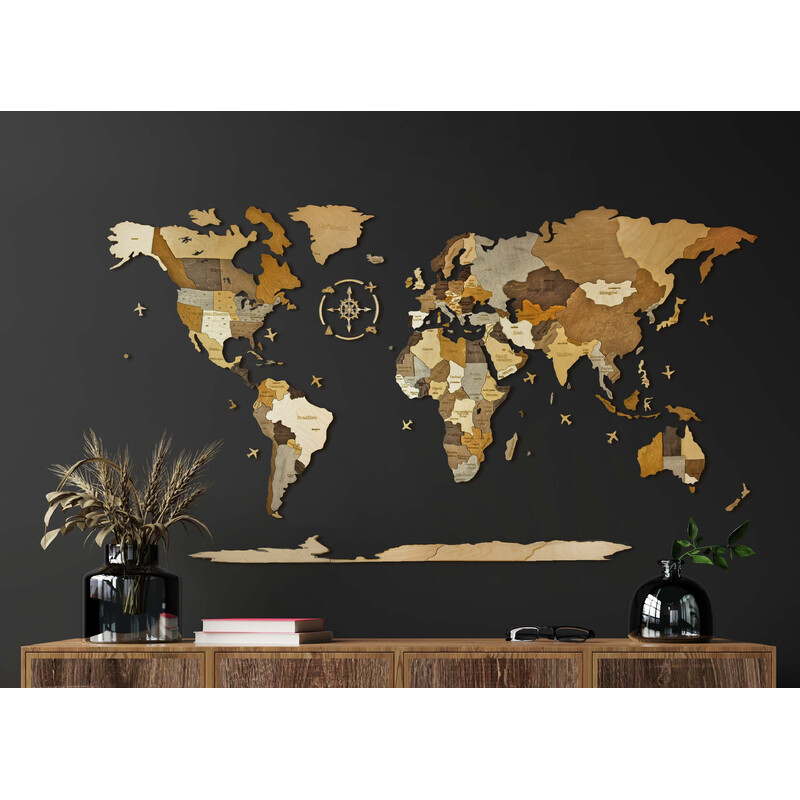 Abraham Wood Decor Mapamundi Puzzle de madera (200 x 110 cm)