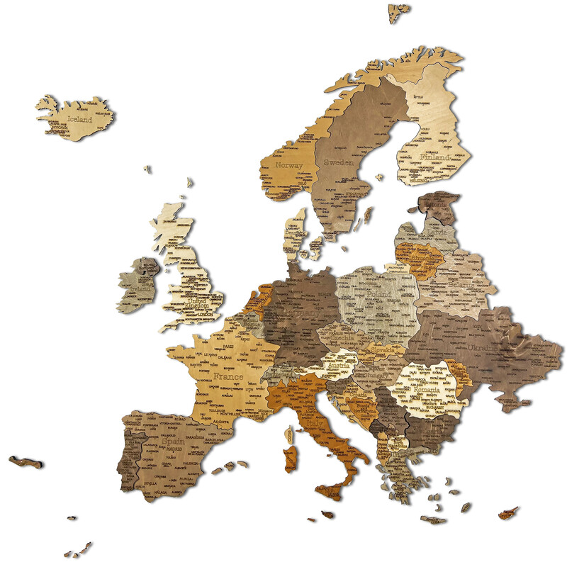 Abraham Wood Decor Mapa continental Puzzle de Europa de madera (110 x 108 cm)