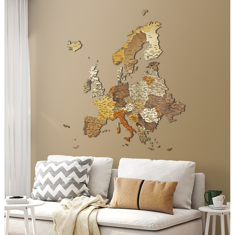 Abraham Wood Decor Mapa continental Europa Puzzle aus Holz (110 x 108 cm)