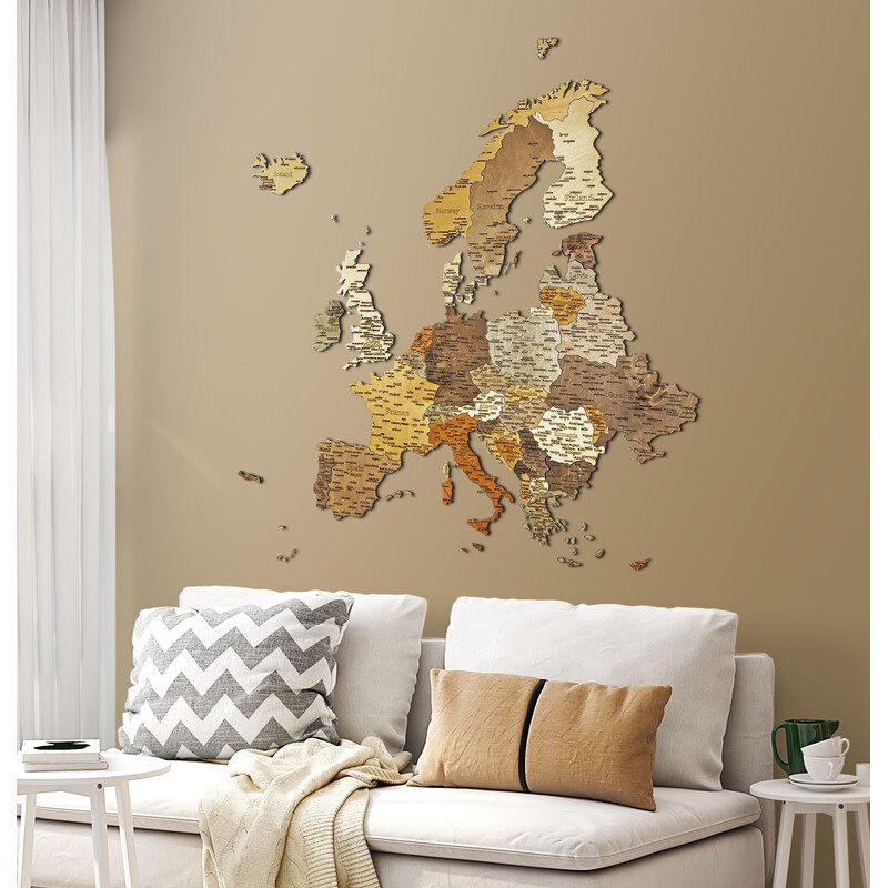 Abraham Wood Decor Mapa continental Puzzle de Europa de madera (110 x 108 cm)