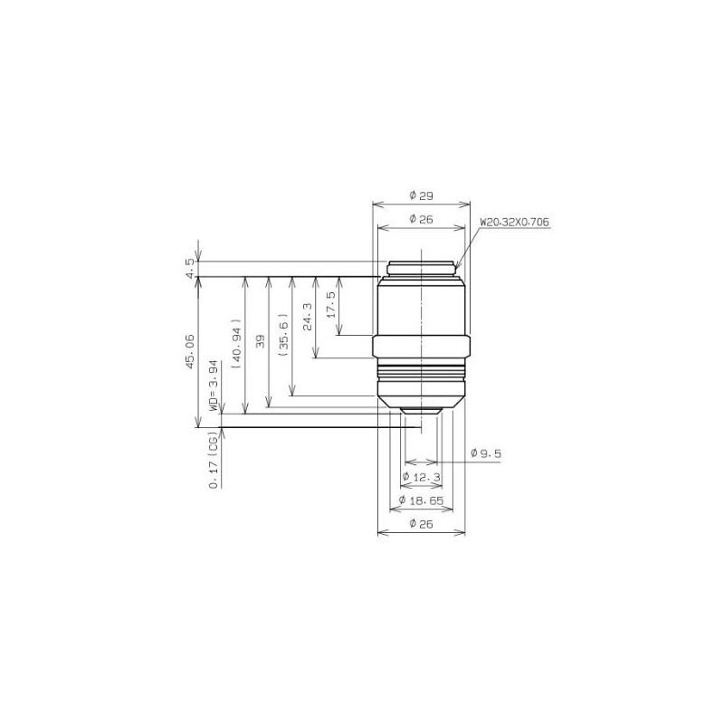 Evident Olympus Objetivo LPLN40X/0.65, plano, infinito, seco, w.d.3.4-4.10, cubreobjetos 0-1.00