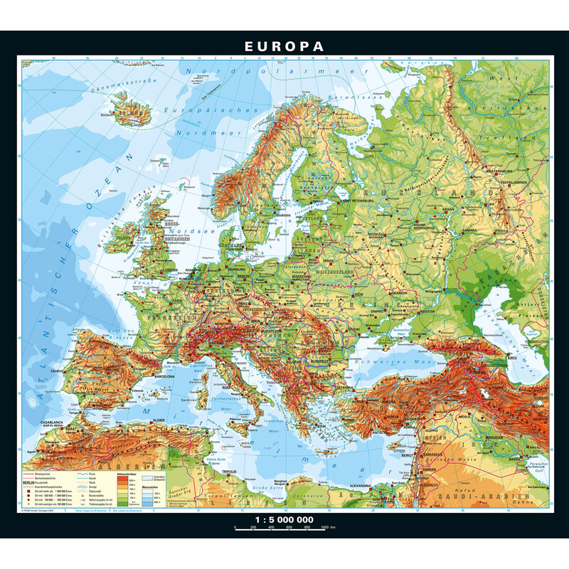 PONS Mapa continental Europa física y política (130 x 115 cm)