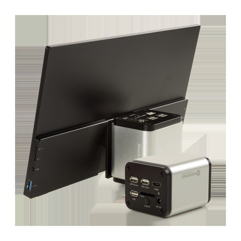 Euromex Cámara VC.3039-HDS, color, 1/2,8", 1,45 µm, 60/30 fps, 8 MP, HDMI/USB, pantalla HD de 13 pulgadas