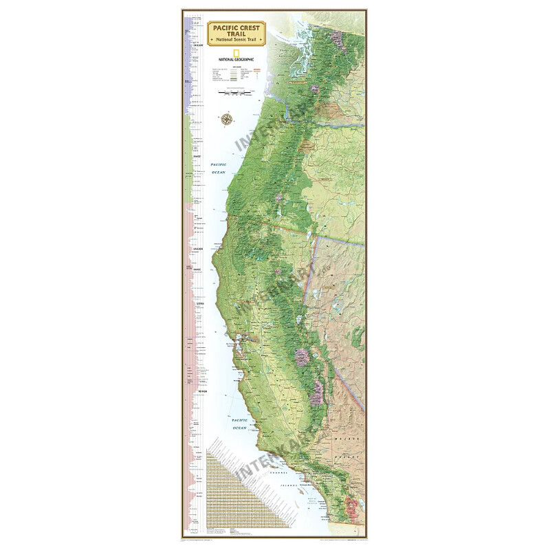 National Geographic Mapa regional Pacific Crest Trail (46 x 122 cm)