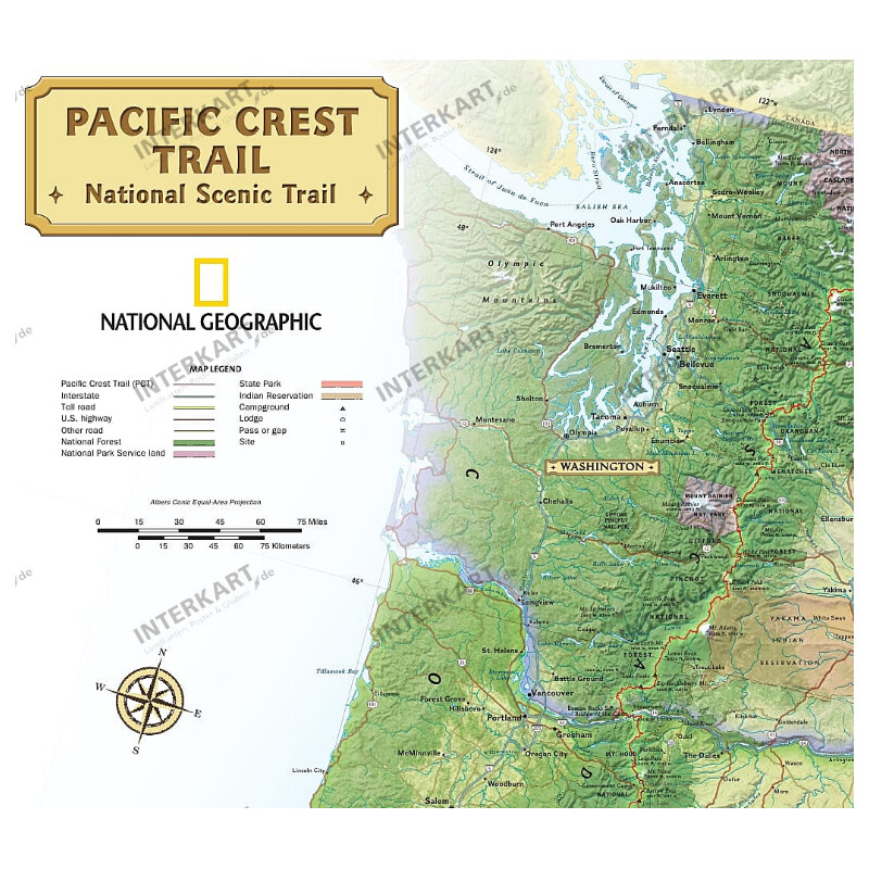 National Geographic Mapa regional Pacific Crest Trail (46 x 122 cm)