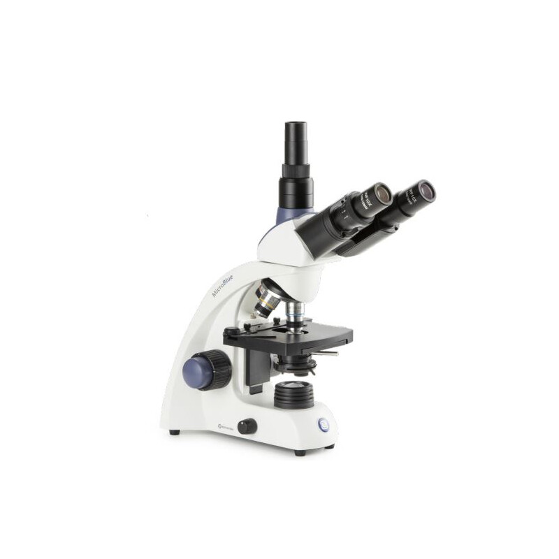 Euromex Microscopio MicroBlue, MB.1153, trino, DIN 160, achro, 40x-1000x, 10x/18, Dl, batería recargable, LED, 1 W