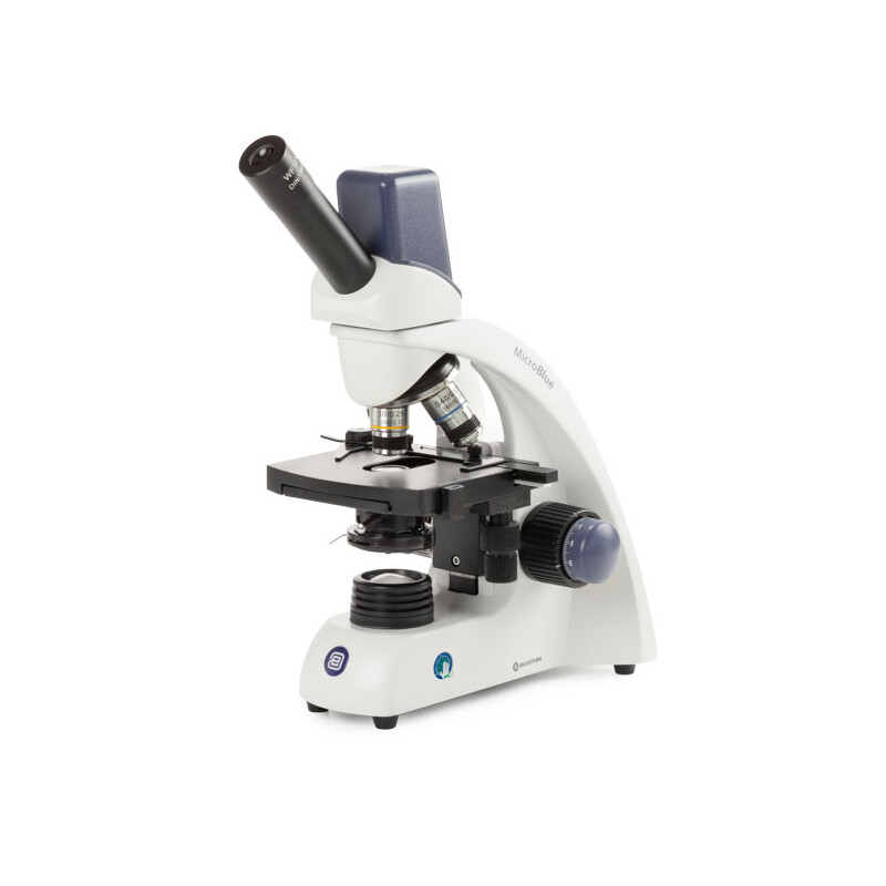 Euromex Microscopio MicroBlue, MB.1155-1, mono, DIN 160, acromático, 40x-1000x, 10x/18, Dl, digital, batería recargable, LED, 1 W