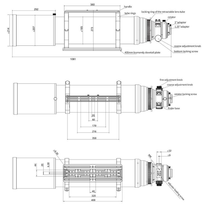 Askar Refractor apocromático AP 185/1295 Triplet OTA