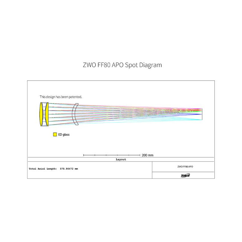 ZWO Refractor apocromático FF80 AP 80/600 Quadruplet OTA