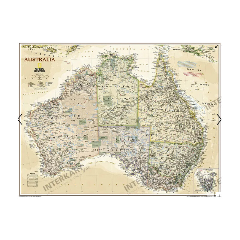 National Geographic Mapa continental Australien (77 x 69 cm)