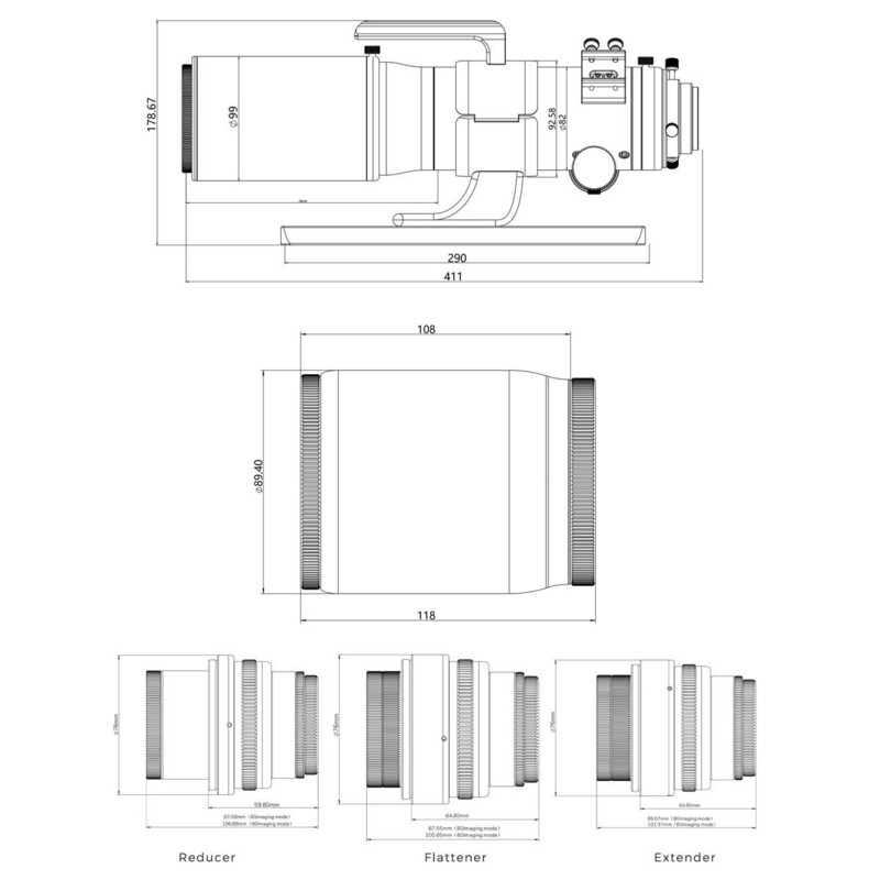 Askar Refractor apocromático AP 60/360 80/500 V OTA