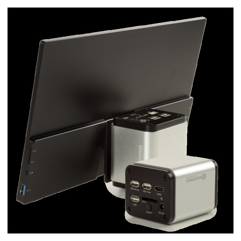 Euromex Cámara VC.3043 HDS, UHD, 8,3 MP, 1/1,8 pulgadas, sensor de color 4K, pantalla táctil de 13 pulgadas, 30 fps HDMI, 20 fps USB