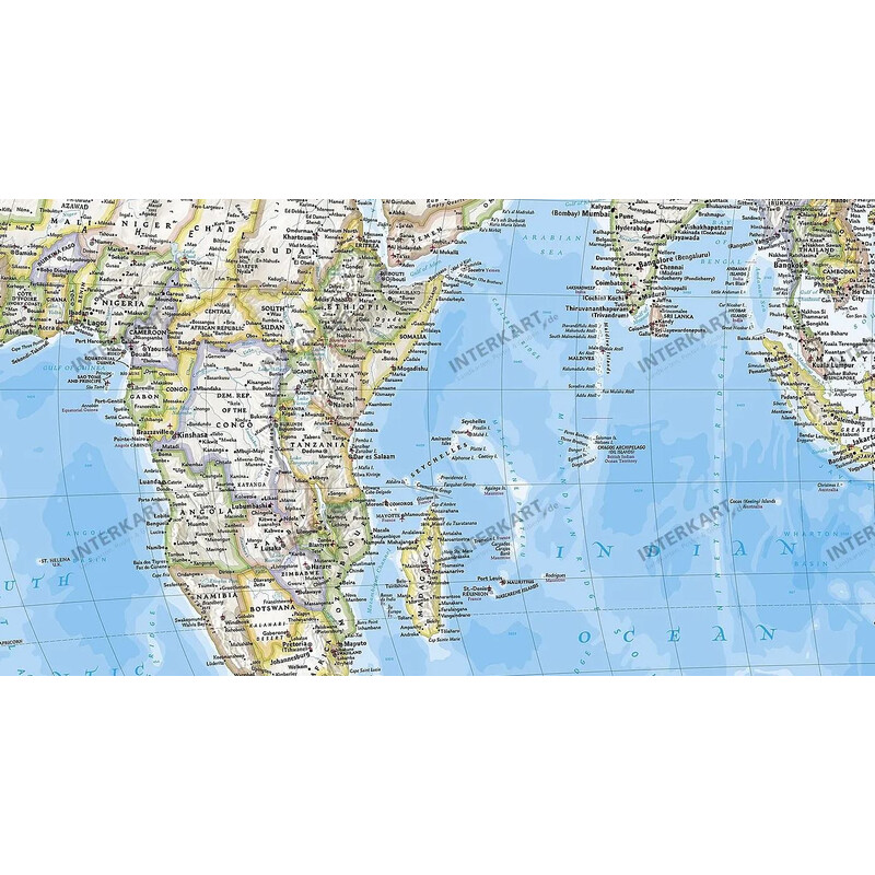 National Geographic Mapamundi Mapa del mundo clásico, con el Pacífico en el centro