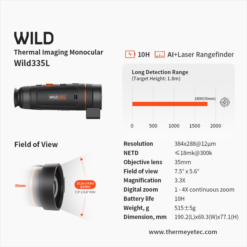 ThermTec Cámara térmica Wild 335L Laser Rangefinder
