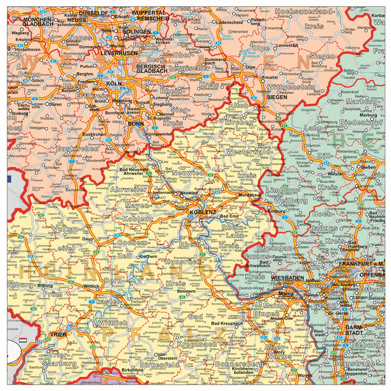 Stiefel Alemania Mapa organizativo político (100 cm x 140 cm)