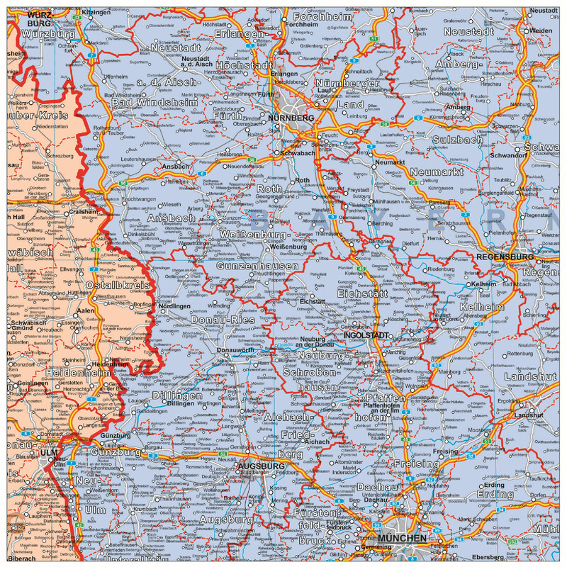 Stiefel Alemania Mapa organizativo político (100 cm x 140 cm)