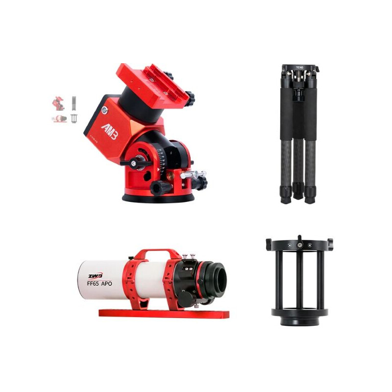 ZWO Telescopio FF65 AP 65/416 Quintupleto con AM3 y Carbon Trípode