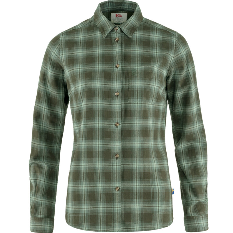 Fjällräven Camisa de franela Övik W, 662-614 Deep Forest-Patina Green, M