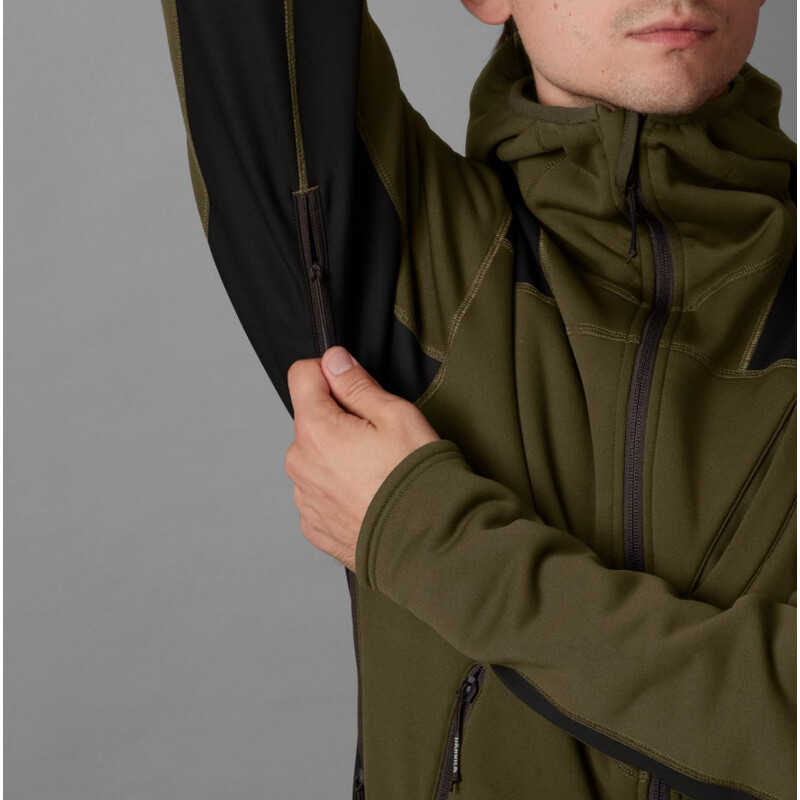 Härkila Sudadera con capucha de forro polar Deer Stalker, verde sauce/marrón sombra talla XL