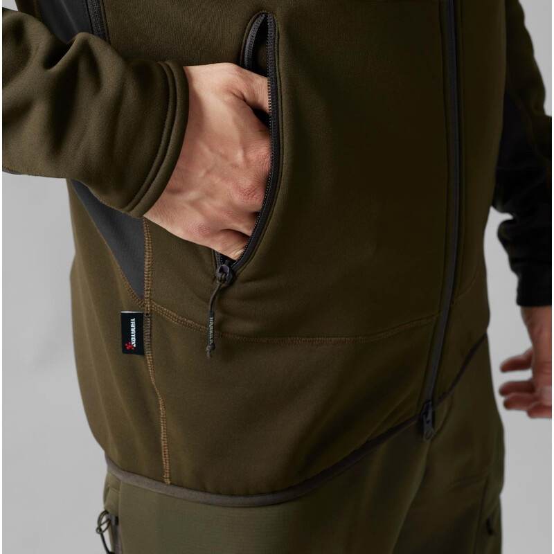 Härkila Sudadera con capucha de forro polar Deer Stalker, verde sauce/marrón sombra talla XL