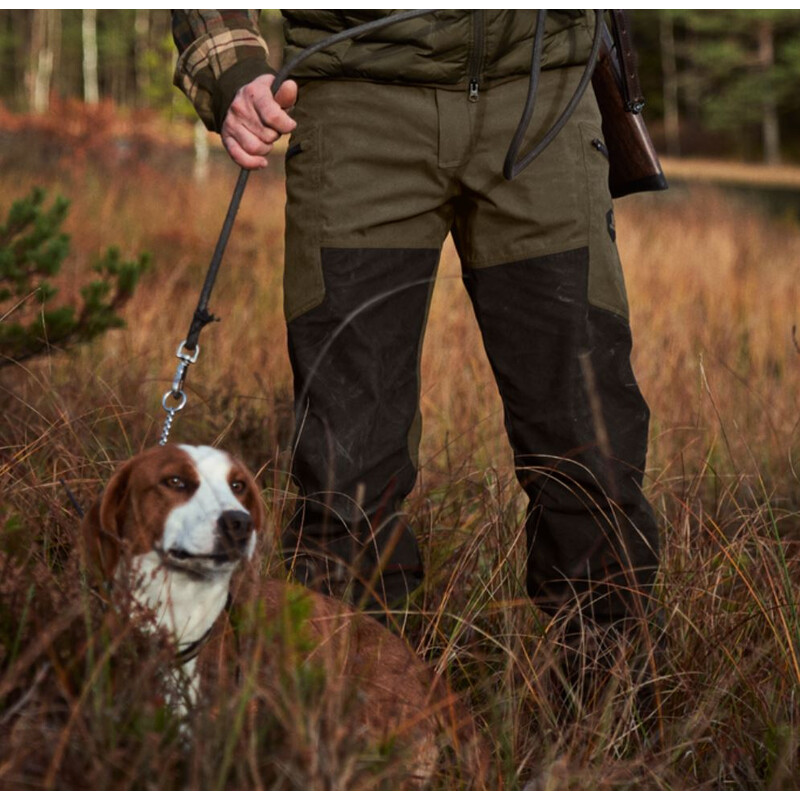 Härkila Pantalones de cuero Driven Hunt HWS, verde sauce/marrón sombra, talla 54