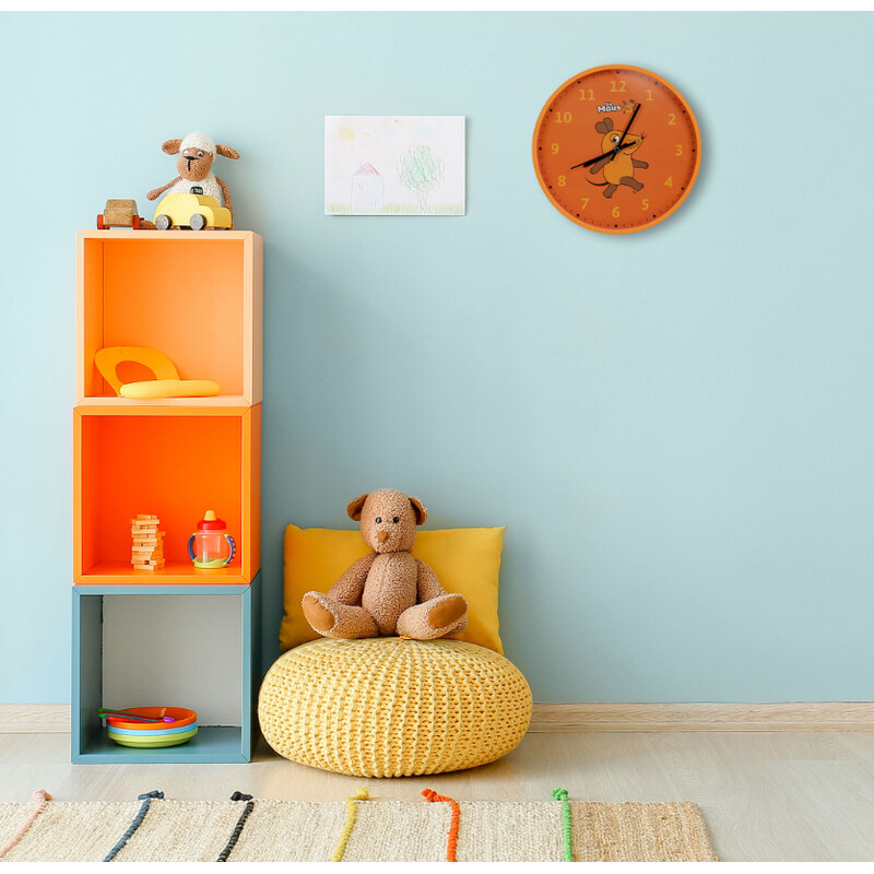 DieMaus Reloj de pared infantil naranja