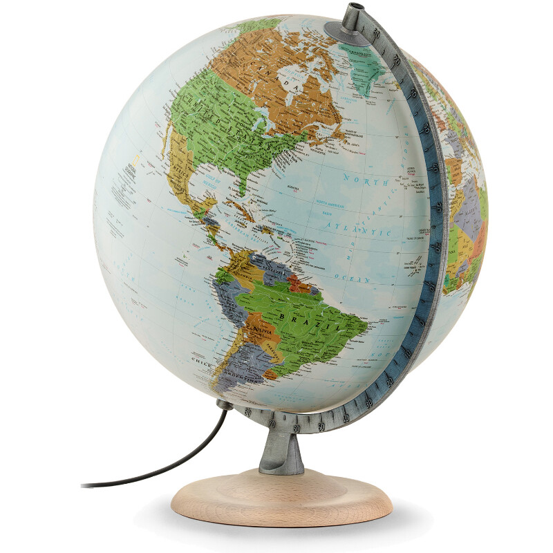National Geographic Globo terráqueo Silver Explorer 30cm