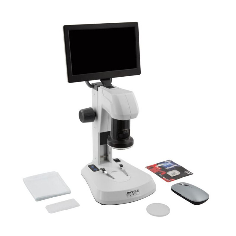 Optika , Microscopio, SFX-85V, Zoom digital, monitor de 9", 8x-54x, LED, Luz transmitida y reflejada