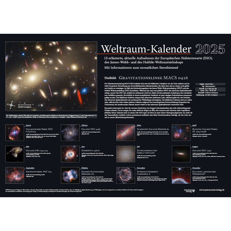 Astronomie-Verlag Calendarios Weltraum-Kalender 2025