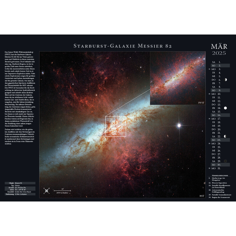 Astronomie-Verlag Calendarios Weltraum-Kalender 2025