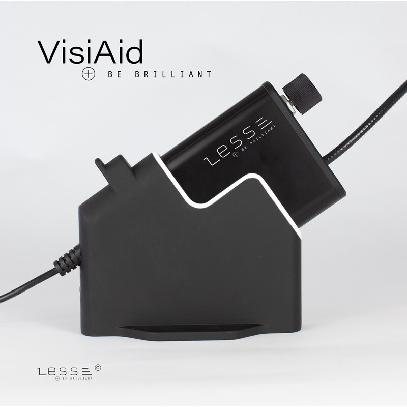 LESS Lupa VisiAid,  gafas con iluminación, set completo, de mesa y Mobile