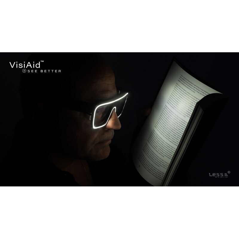 LESS Lupa VisiAid,  gafas con iluminación, set completo, de mesa y Mobile