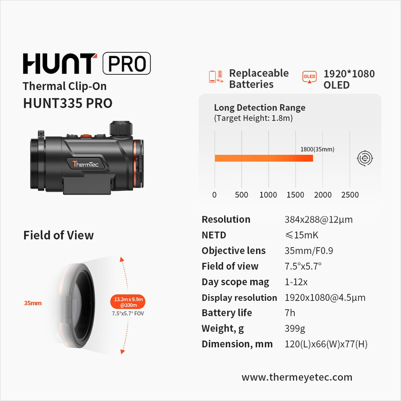 ThermTec Cámara térmica Hunt 335 PRO