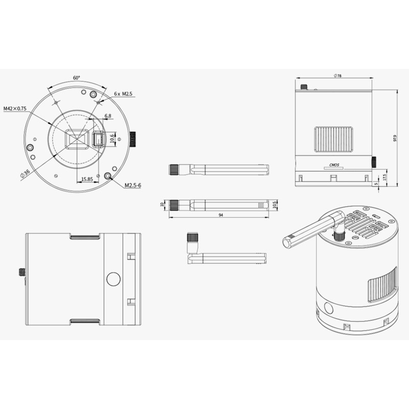 ZWO Cámara ASI 585 MM-Air Mono