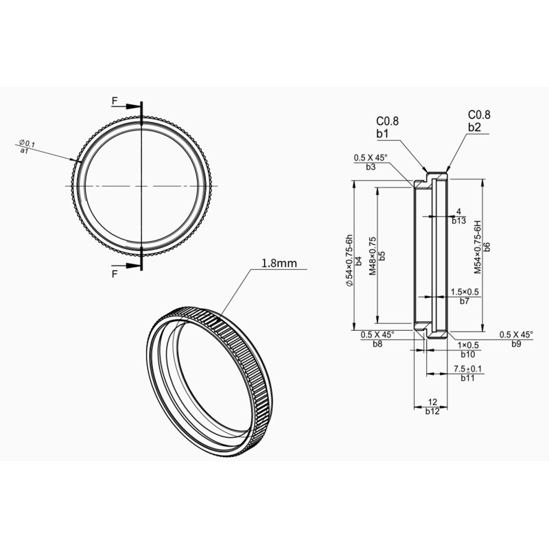 ZWO Manguito de extensión 7,5 mm M54