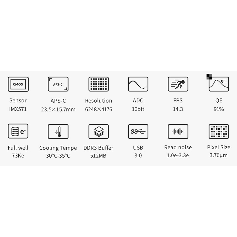 ZWO Cámara ASI 2600 MM Pro Mono