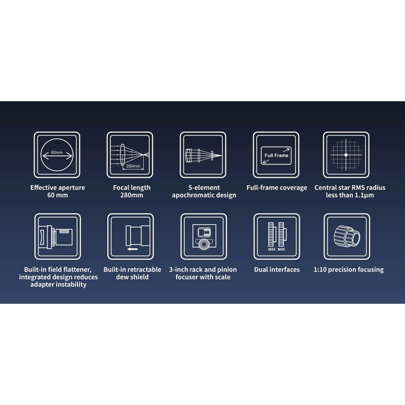 ToupTek Refractor apocromático HOPE D60 60/280 f/4.66