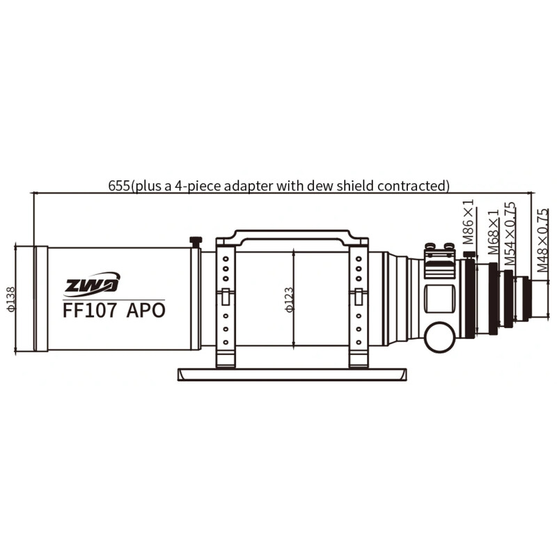 ZWO Refractor apocromático AP 107/749 FF107