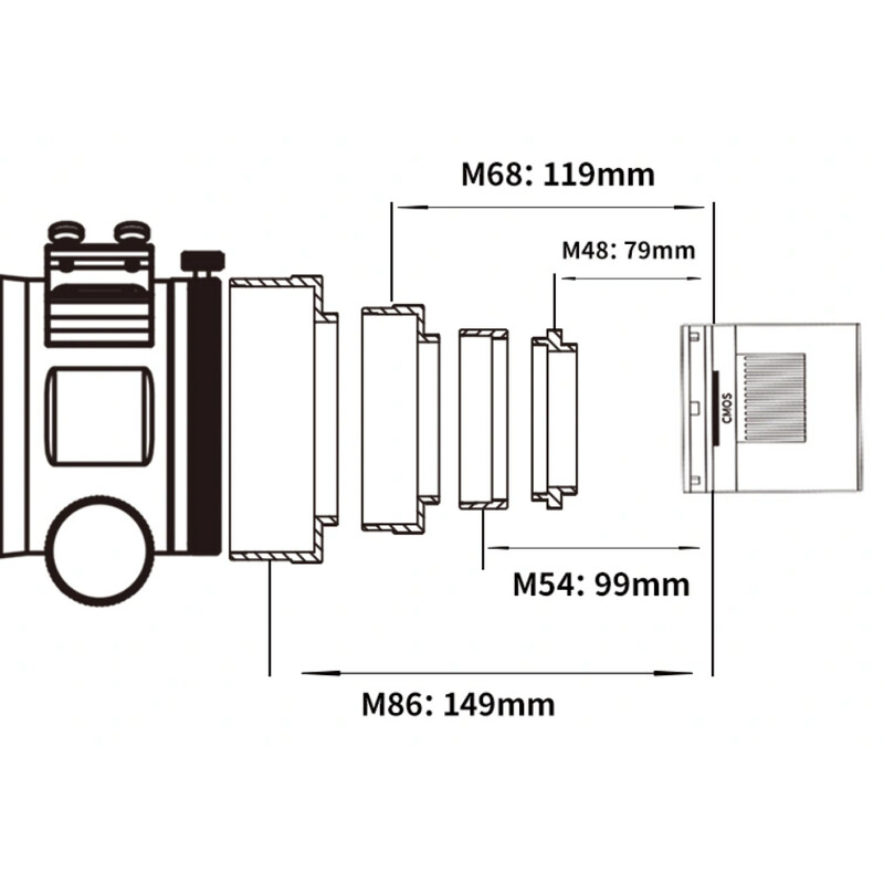 ZWO Refractor apocromático AP 107/749 FF107