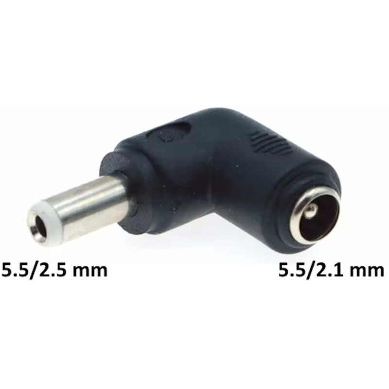 Pierro Astro Conector en ángulo de 5,5/2,1 mm a 5,5/2,5 mm