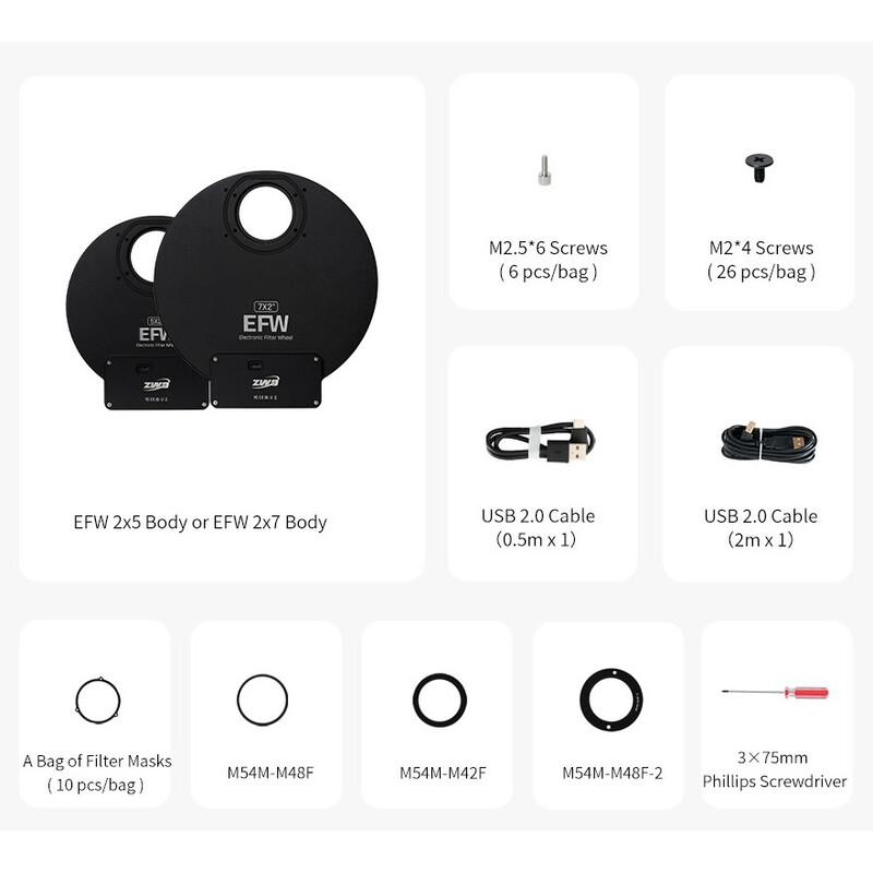 ZWO Rueda de filtros EFW 5x 2"