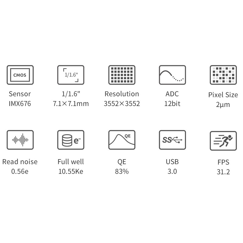 ZWO Cámara ASI 676 MM Mono