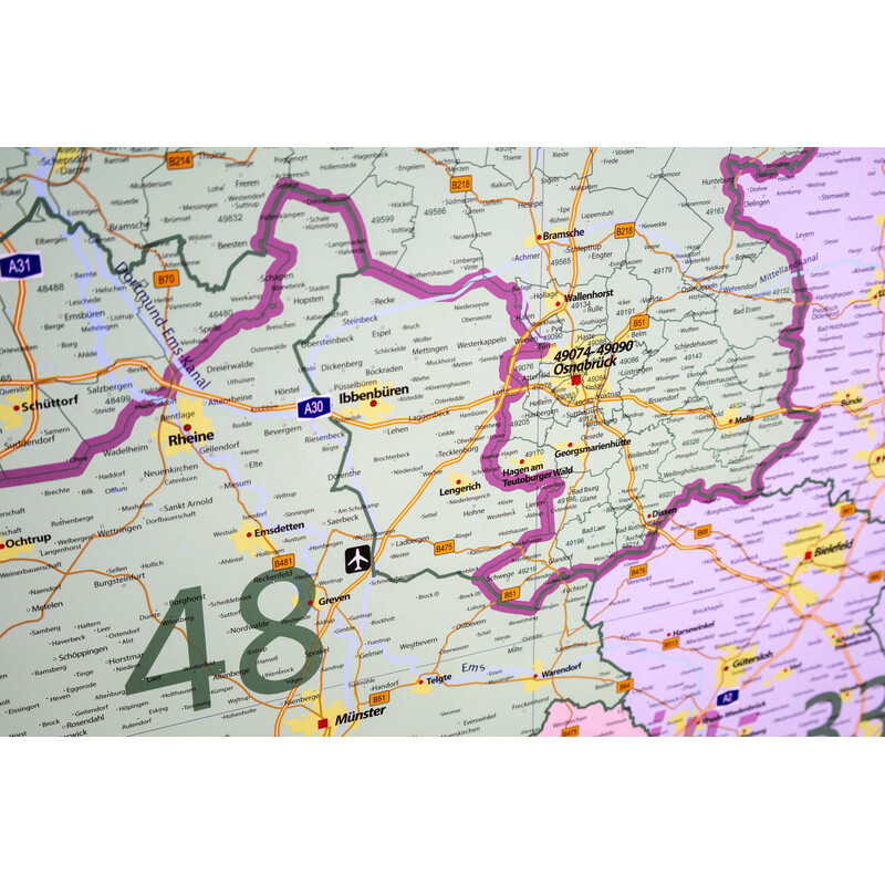 GeoMetro Mapa regional Códigos postales de Baja Sajonia (100 x 123 cm)